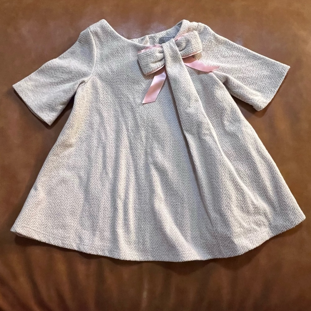 ‼️LAST CHANCE‼️ Tahari Baby Cream Herringbone Dress with Bow Detail
